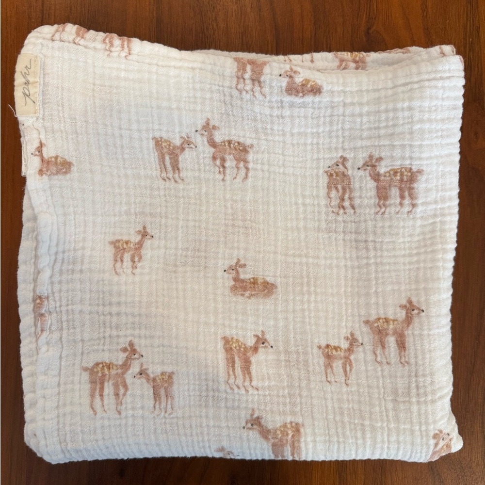 Pehr White Muslin Baby Blankets with Deer  & Whale Prints